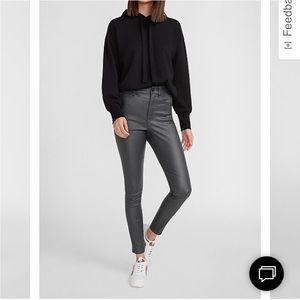 NWOT Express high waisted gray coated skinny jeans